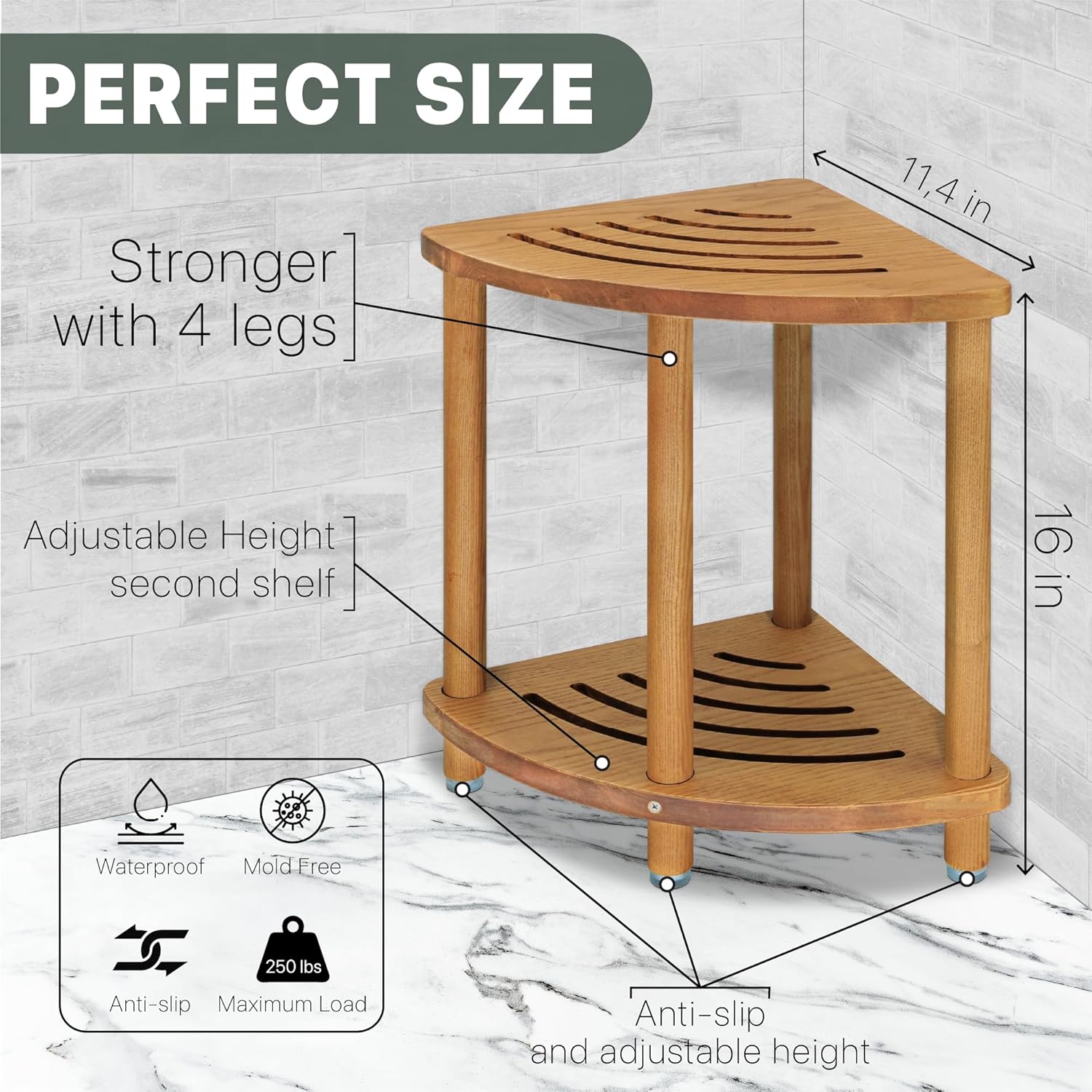 Corner Shower Stool 16 inch Shower Seat M554203