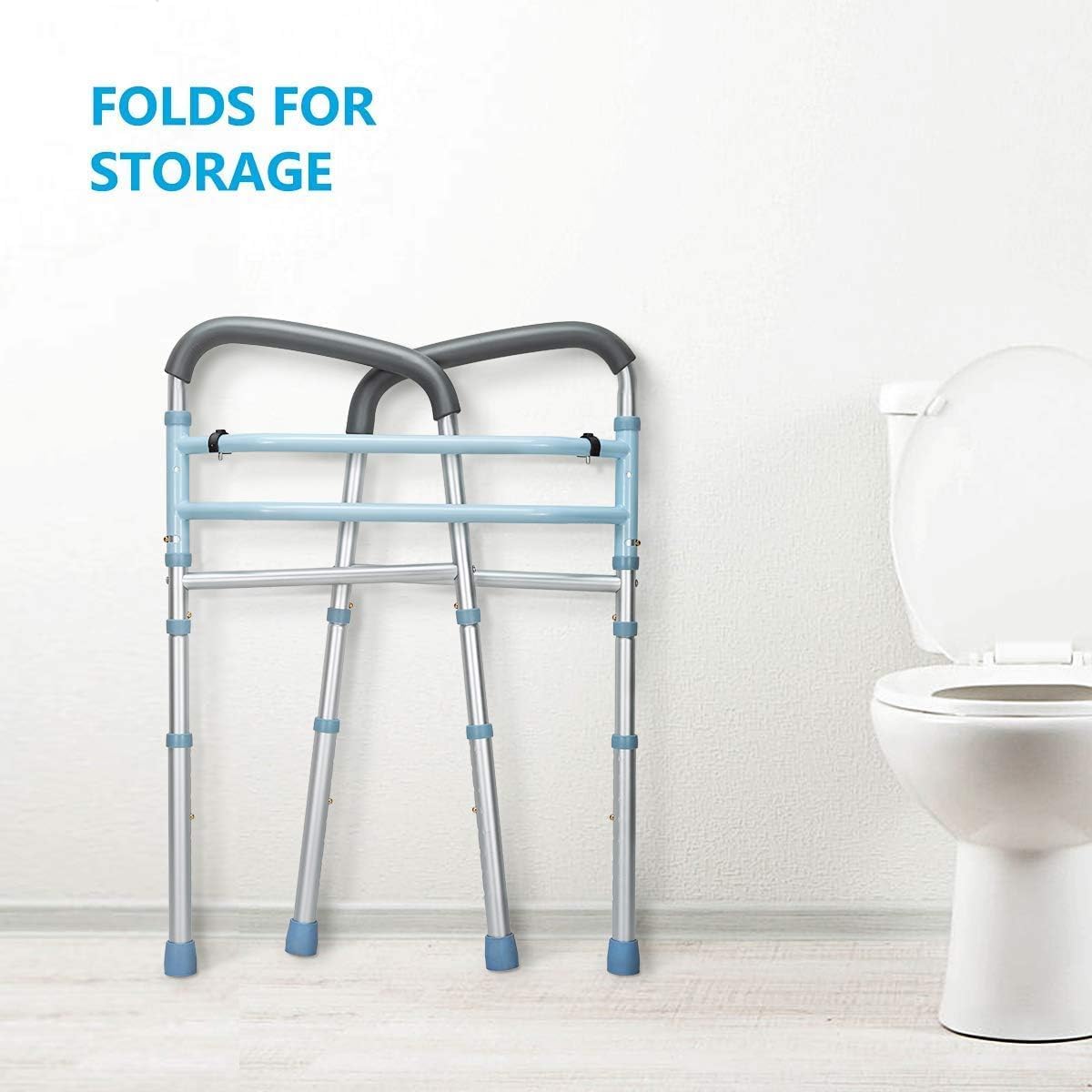 Stand Alone Toilet Safety Rail and Folding Shower Commode Wheelchair Heavy Duty Medical Toilet Safety Frame Adjustable Bathroom Toilet Handrails N65496