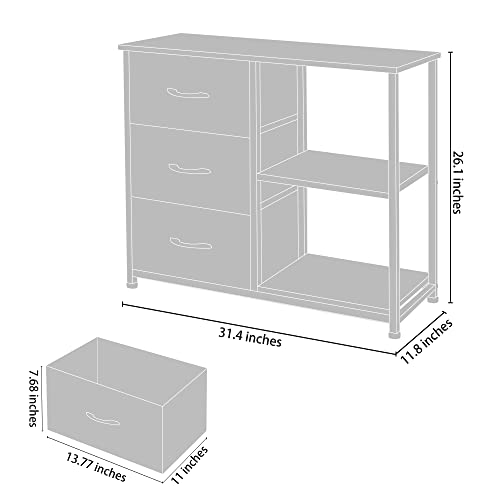 Rustic Brown Fabric 4 Drawer Dresser with 2 Shelves B52795