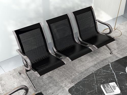 Black PU 3-Seat Waiting Room Bench Set of 2 V717