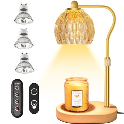 Candle Warmer Lamp with 3 Bulbs, Dimmable Adjustable Hight Gold L745