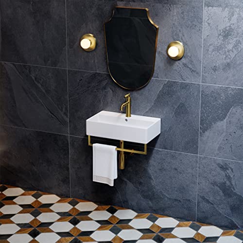 22" Wall-Mount Bathroom Sink with Towel Bar A148