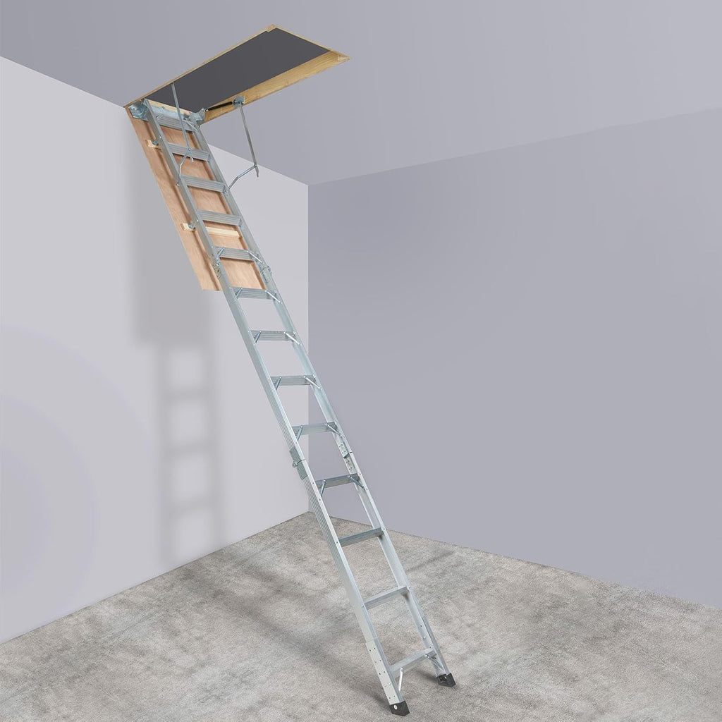 Attic Ladder, 350-pound Capacity, 22.5" x 63", Aluminium Extension M64508
