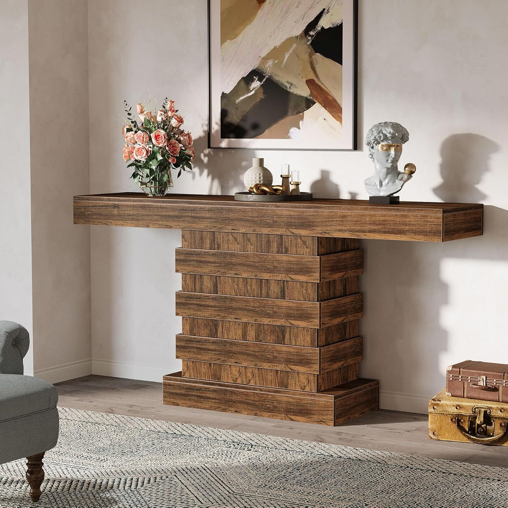 Rustic Brown 63-Inch Wooden Console Table F31392