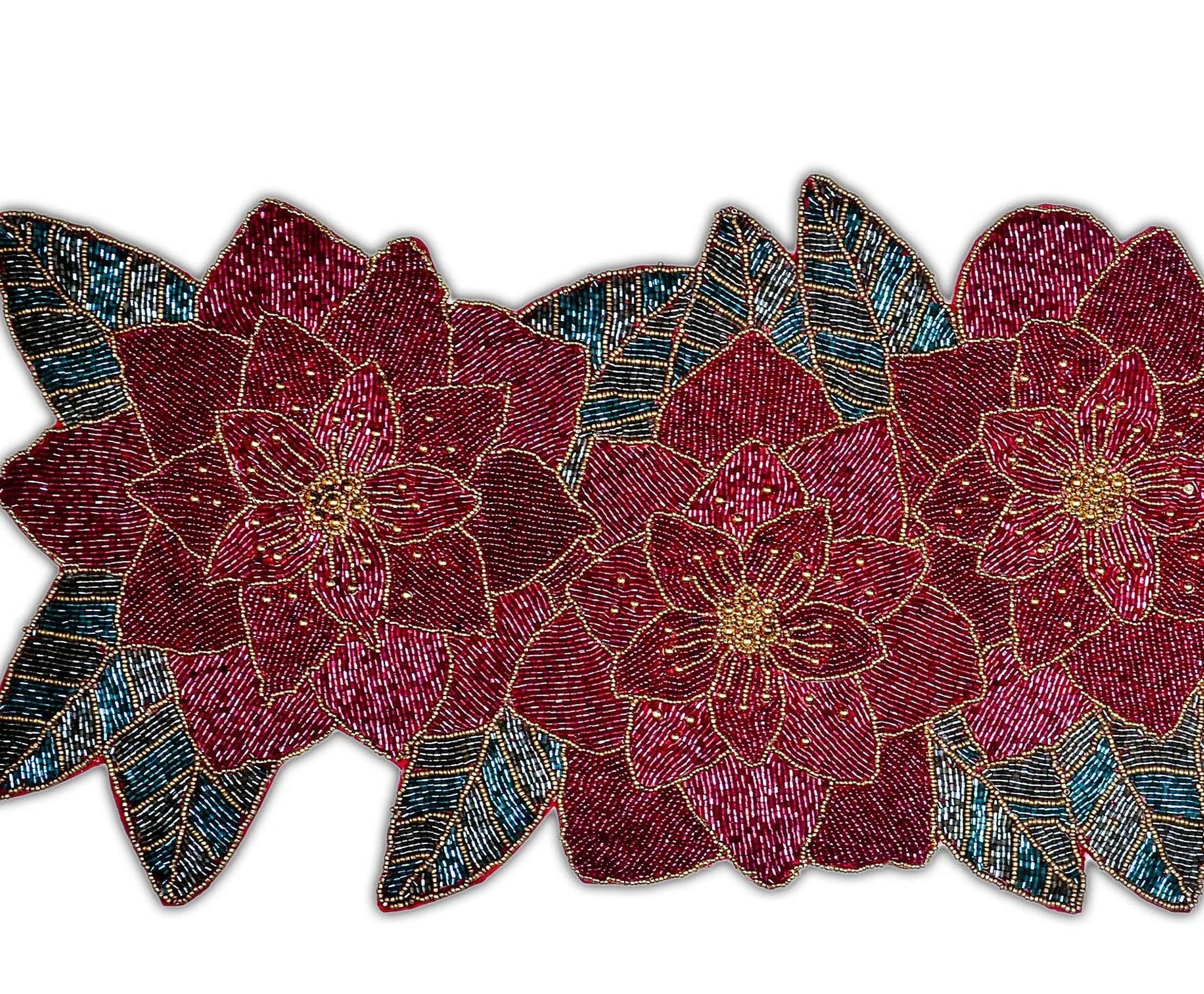Handmade Beaded Floral Table Runner 13X36 Inch I353867