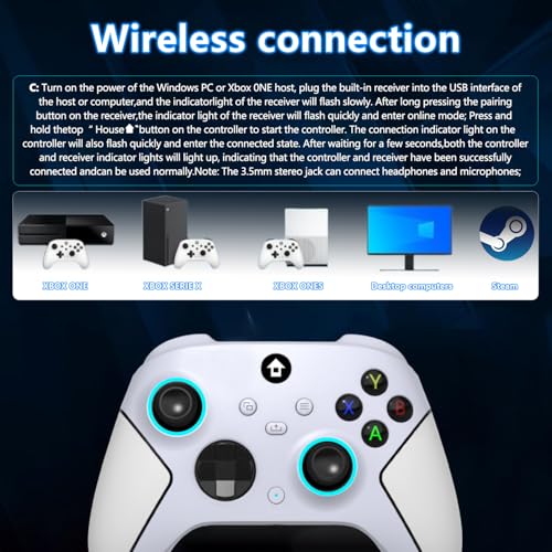 Wireless 2.4GHz Controller with 7 Colors RGB Light, 1000mAh Battery, 3.5mm Audio Jack P825