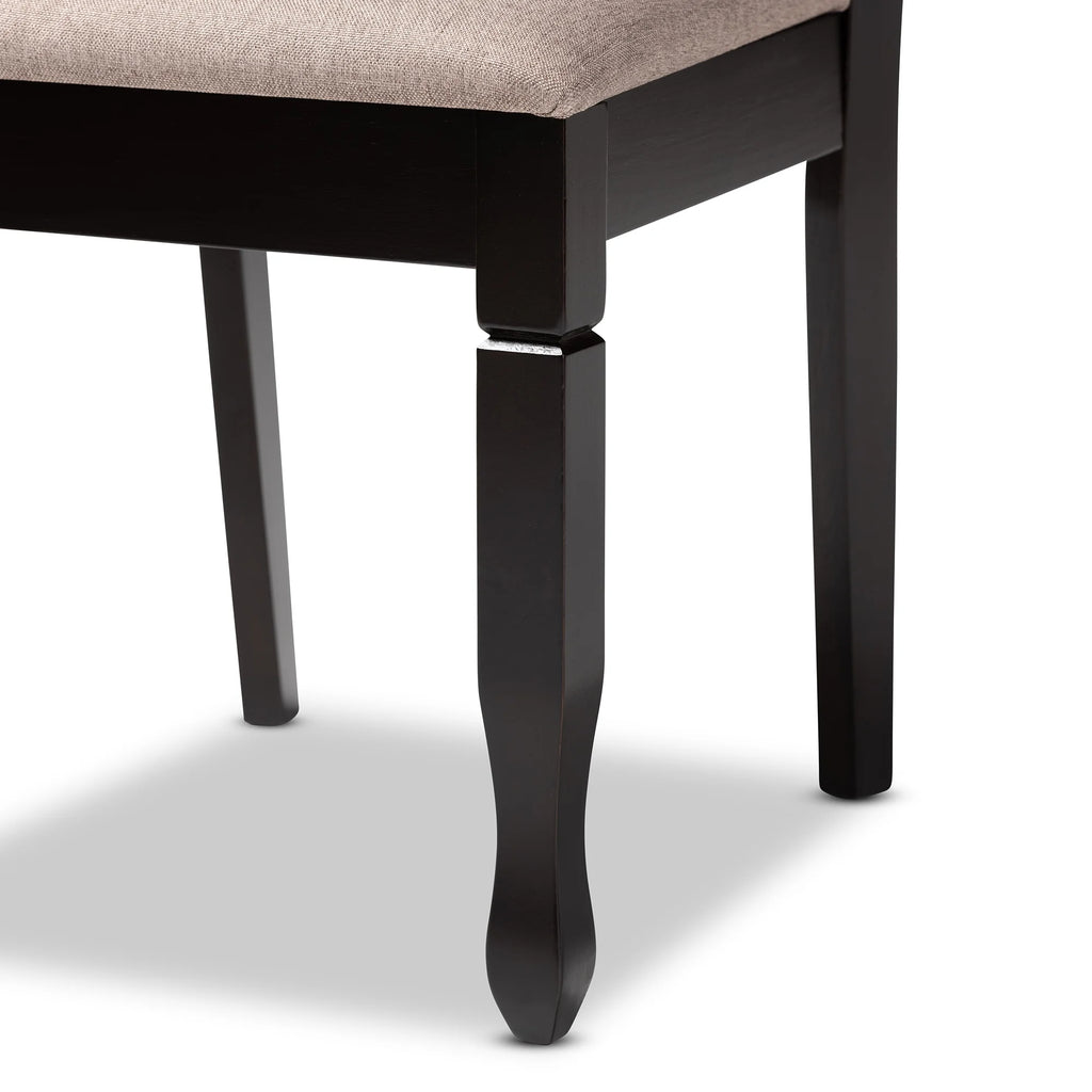 Sand Fabric Upholstered Dark Brown Wood 2-Piece Dining Chair Set P601540