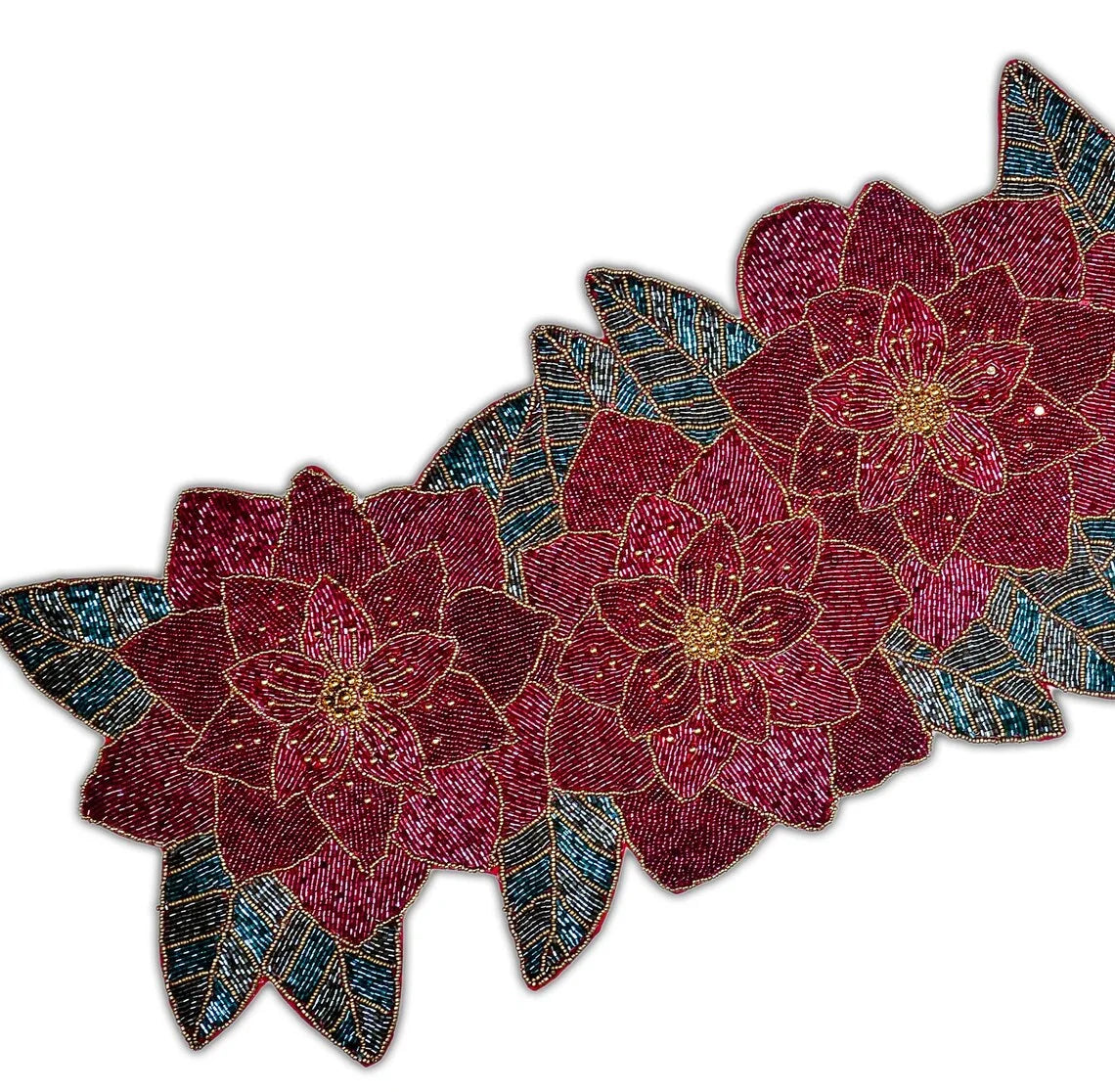 Handmade Beaded Floral Table Runner 13X36 Inch I353867