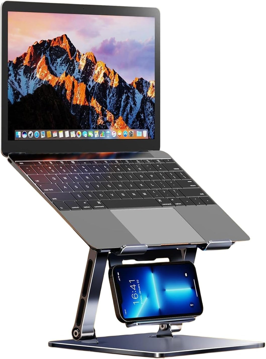 Adjustable Height Laptop Stand with Phone Holder, Foldable Laptop Riser A186