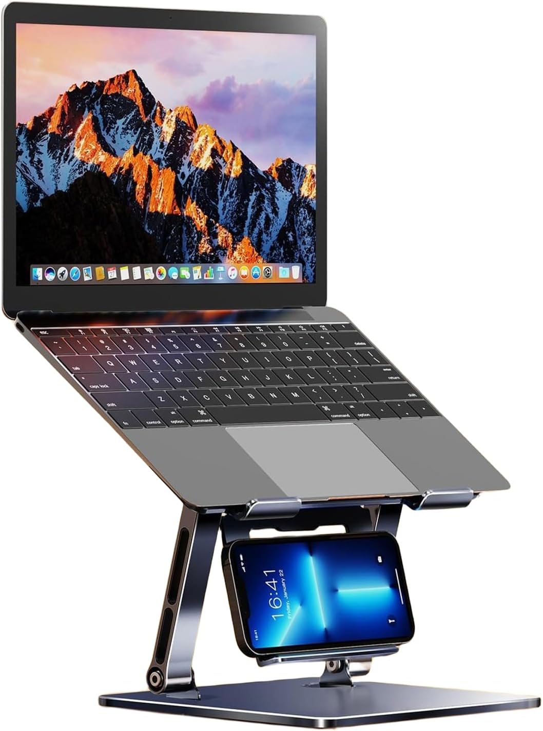 Adjustable Height Laptop Stand with Phone Holder, Foldable Laptop Riser A186