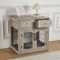 Wooden Dog Crate with 2 Drawers and Cushion V89250
