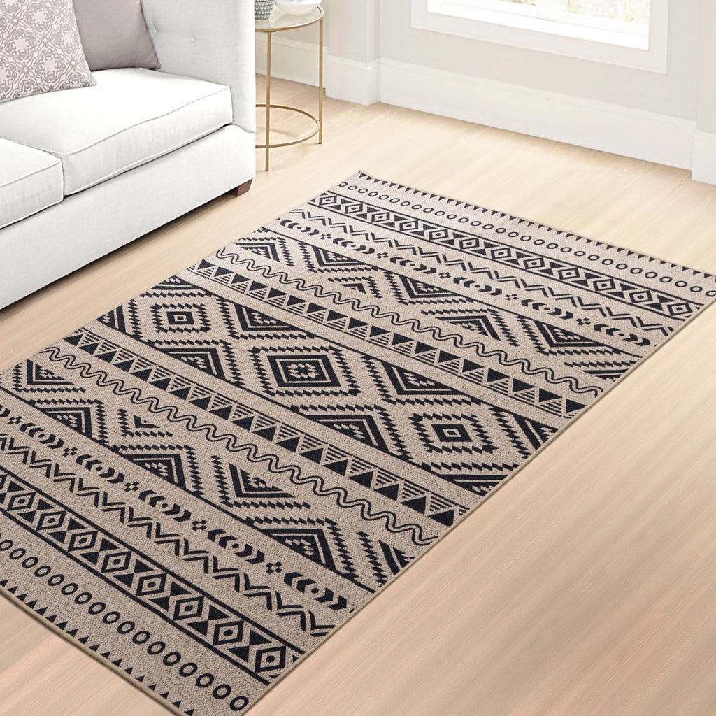 6x9 Washable Non-Slip Geometric Area Rug E539