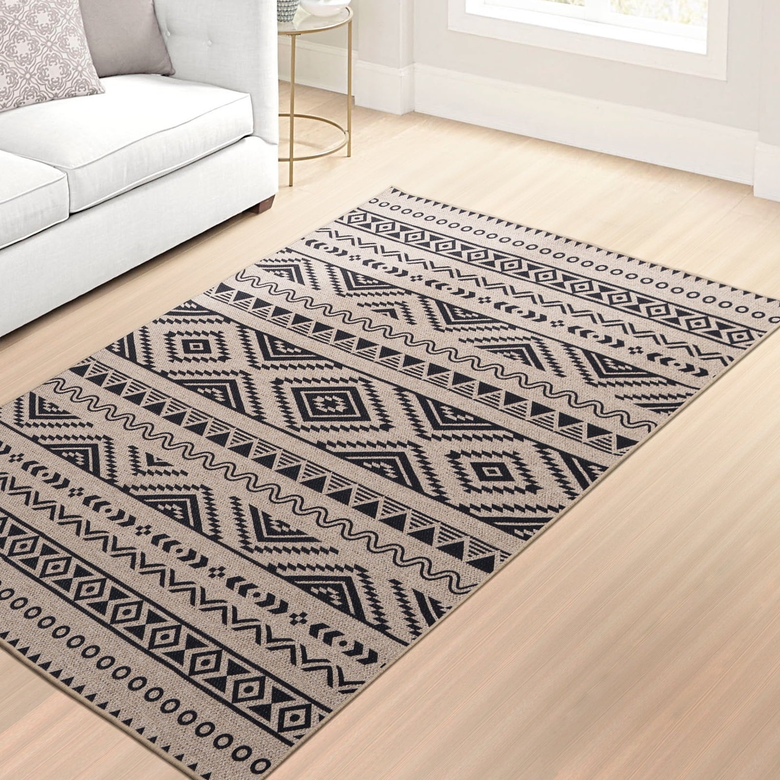 6x9 Washable Non-Slip Geometric Area Rug E539