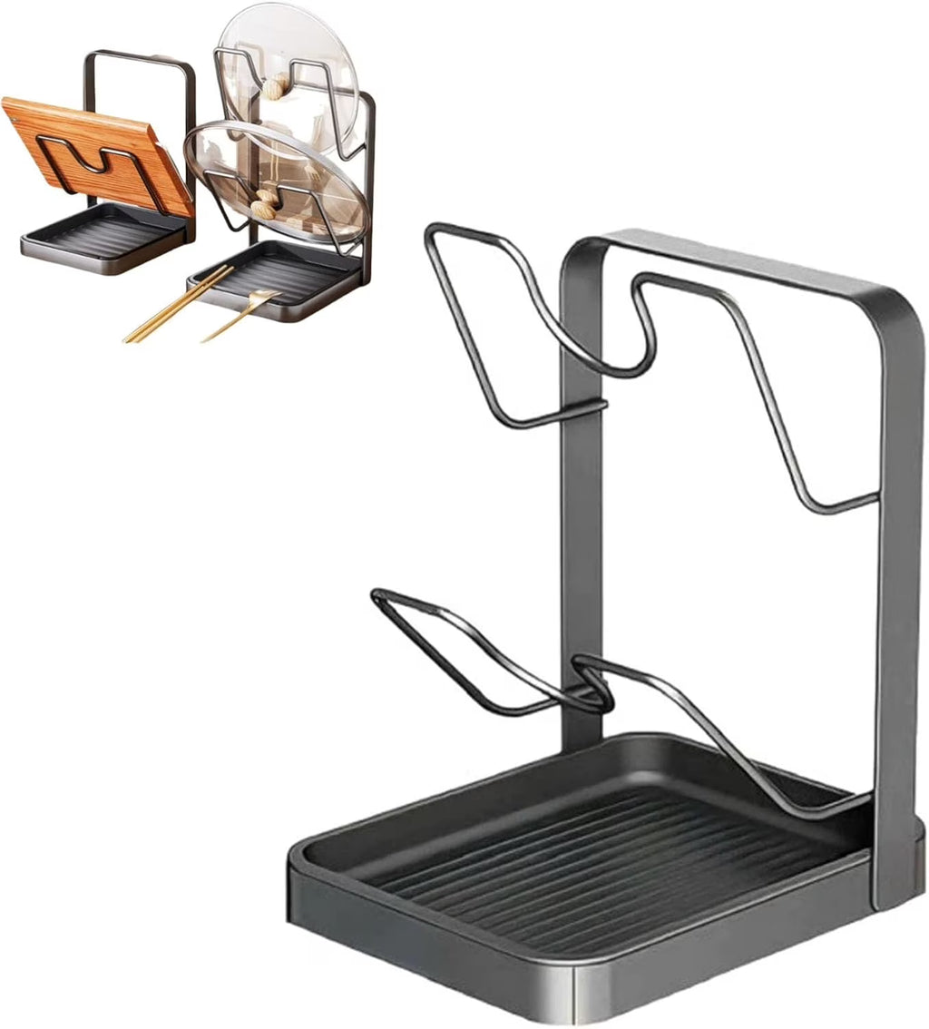 304 Stainless Steel Pot Lid Storage Rack with Removable Drip Tray V20939