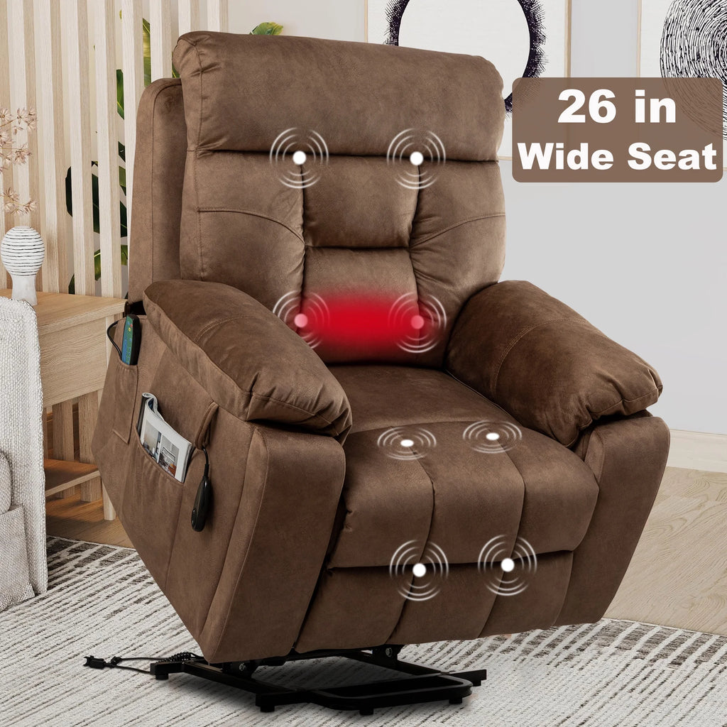 Dark Brown Oversized Electric Lift Recliner Chair with Heat and Massage Z392