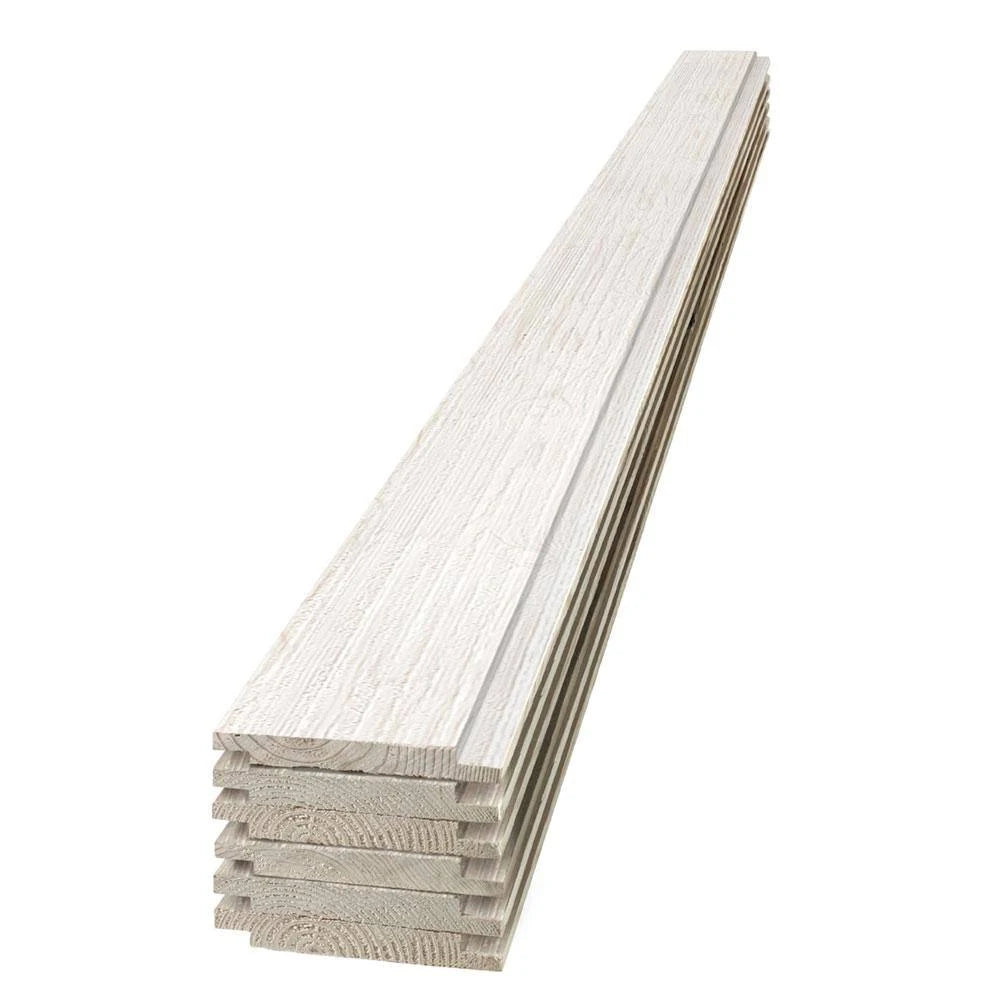 1 in. x 6 in. x 8 ft. White Shiplap Pine Board (6-Pack) Z771