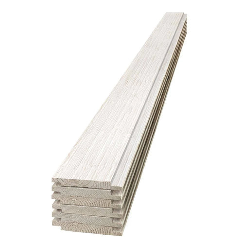 1 in. x 6 in. x 8 ft. White Shiplap Pine Board (6-Pack) Z771