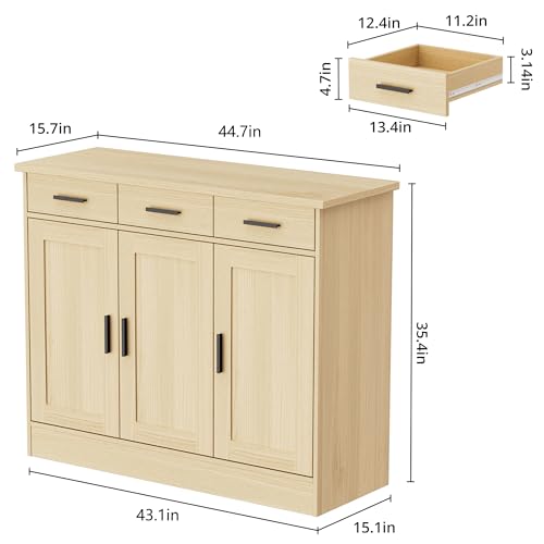 Oak Buffet Cabinet with 3 Drawers and 3 Doors Z890564