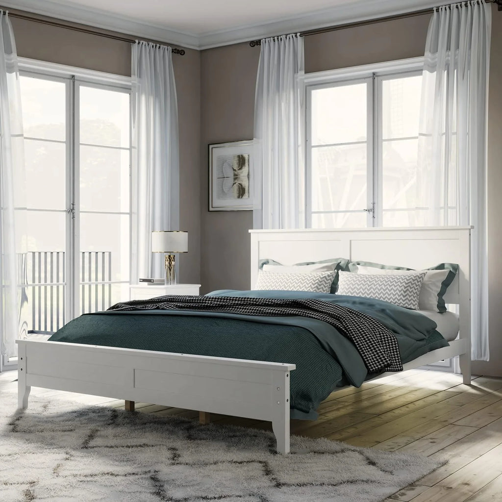 White Queen Size 3 Piece Wood Bedroom Furniture Set W720