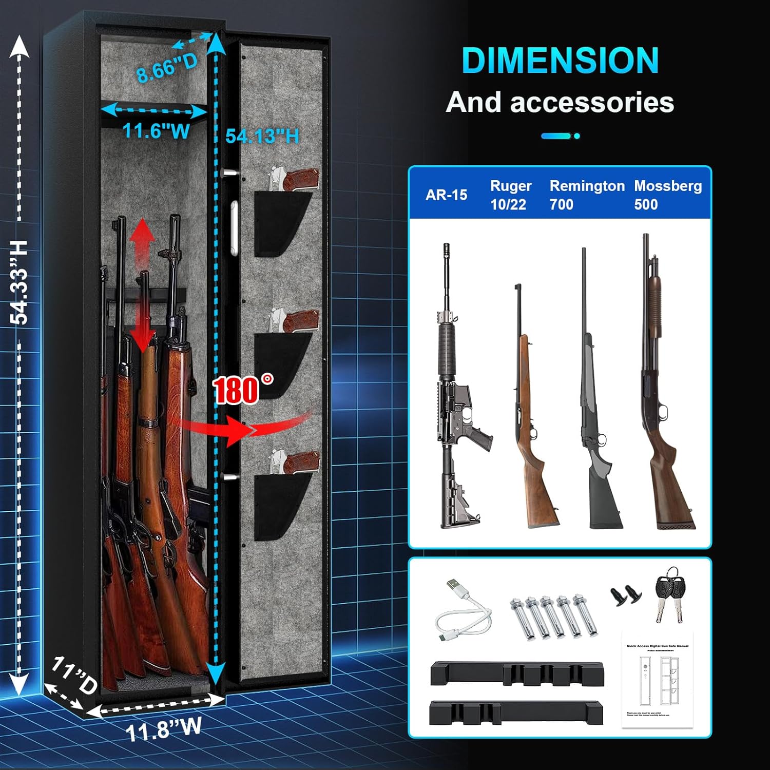 4-5 Rifle Gun Safe with Digital Keypad and LED Light F7906