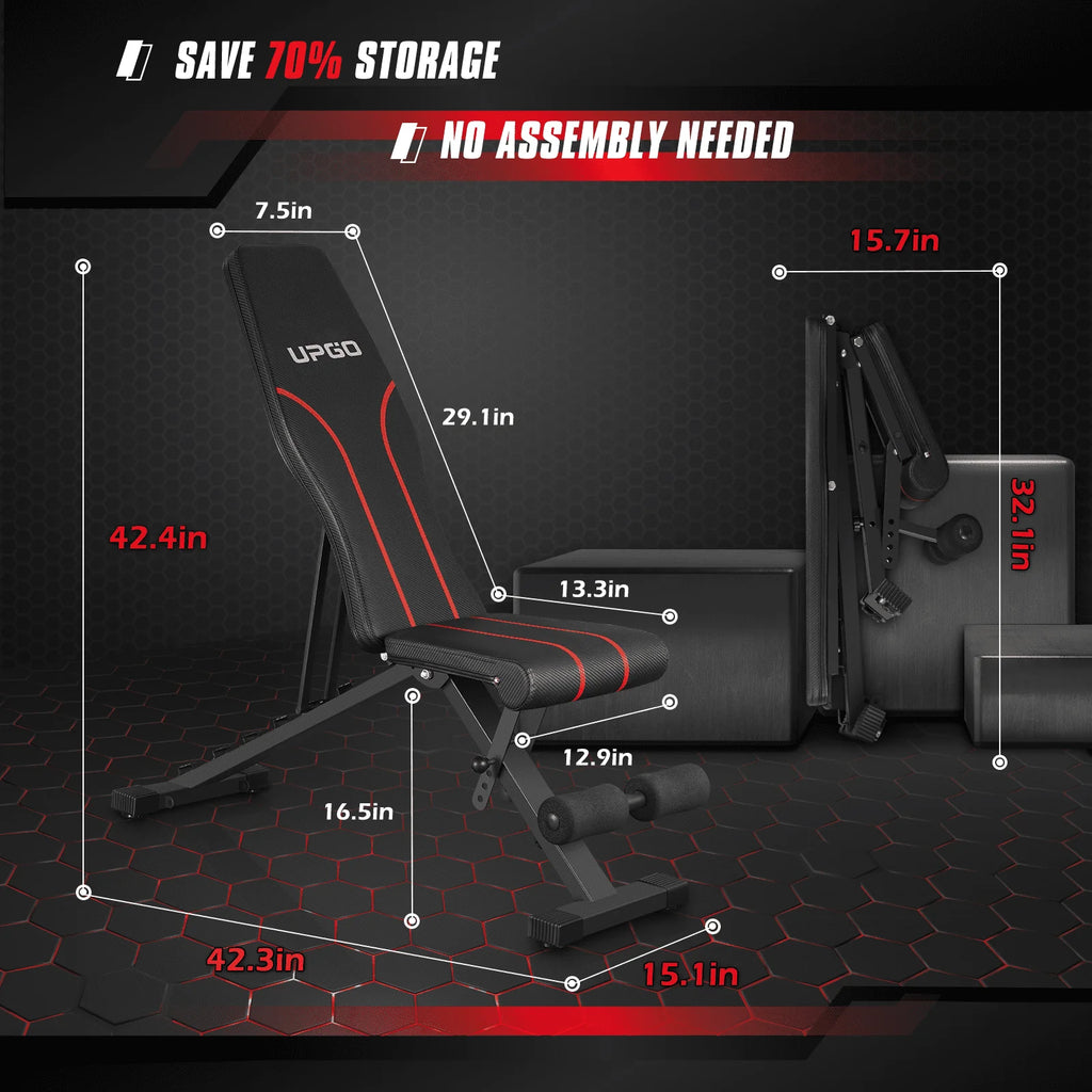 Adjustable Weight Bench with 660lbs Weight Capacity Foldable Gym Bench T389079