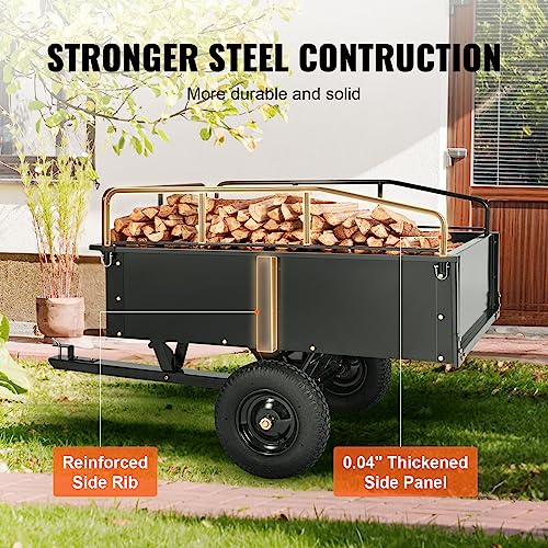 750-Pound 15 Cubic Feet Steel Dump Cart with Removable Sides J5459