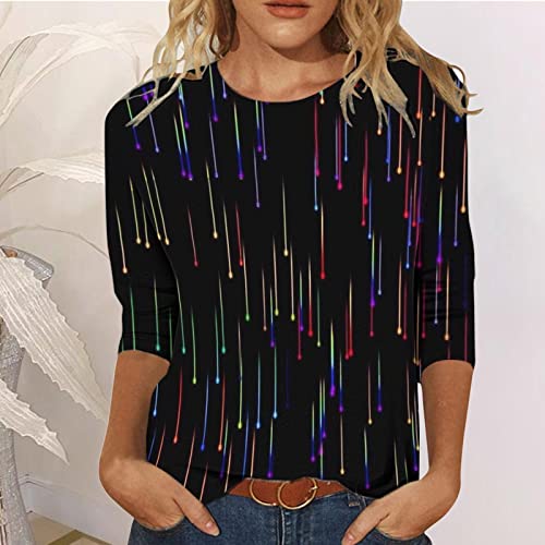 Summer Outfits for Women Casual Fashion Printing Crew Neck Three Quarter Sleeve C40452