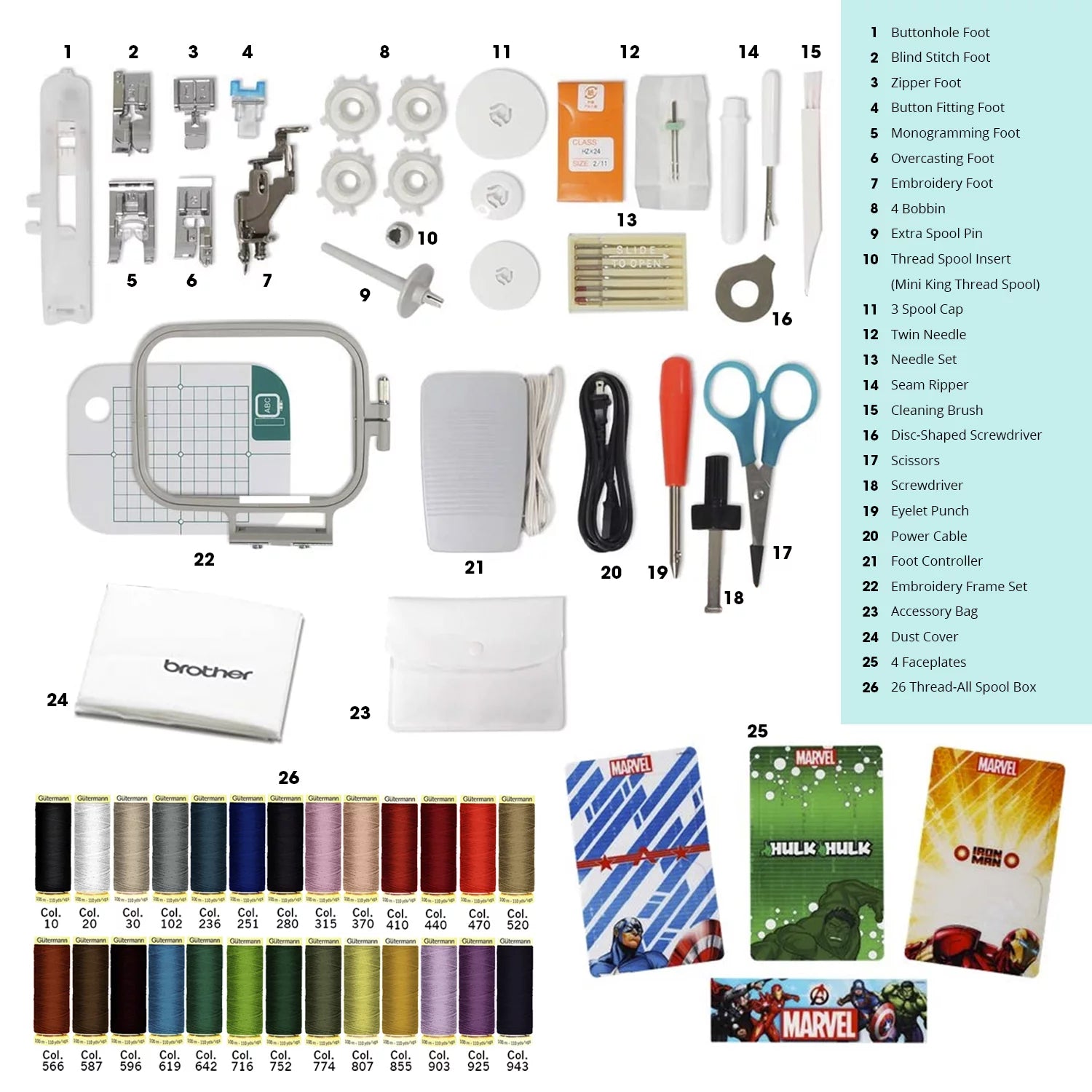 Computerized Sewing & Embroidery Machine with 26 Sewing Thread Spools J295833
