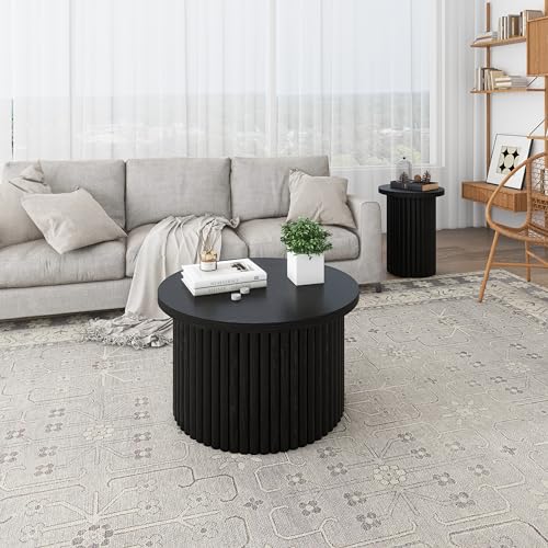 Black Wooden Nesting Coffee Table Set of 2 L130815
