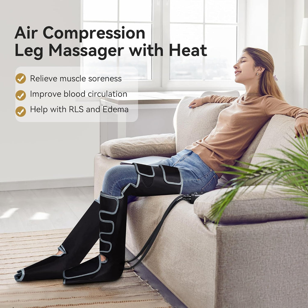 Full Leg Massager with Heat, Air Compression Massager for Foot Calf & Thigh D7103
