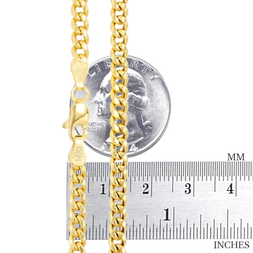 14k Yellow Gold Solid Miami Cuban Link Chain Necklace E348015