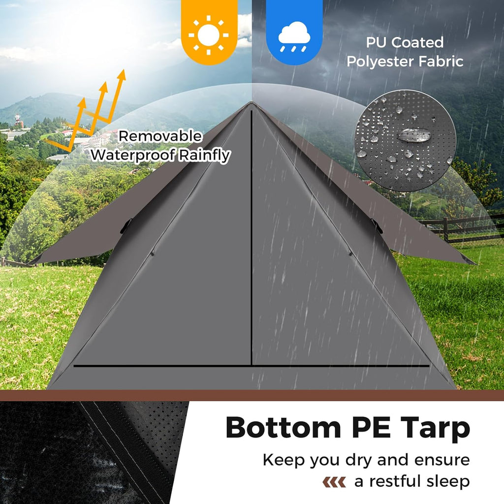 Pop Up Camping Tent for 2-3 Person with Removable Rainfly and Carrying Bag G866846