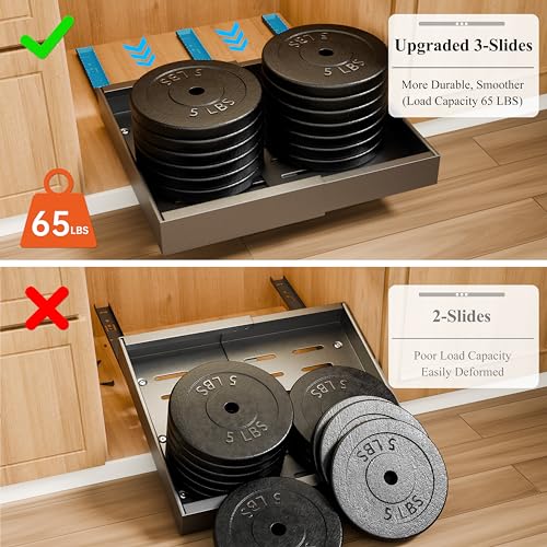 Expandable 12.6" - 20.5" Heavy Duty Adjustable Slide Out Drawer Black Cabinet Organizer L115249
