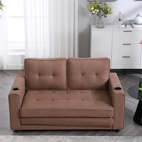 Dark Gray 3-in-1 Convertible Sleeper Sofa Bed with 2 Side Pocket Z911