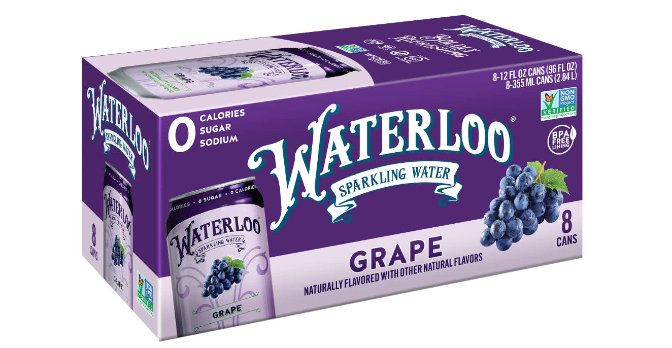 Waterloo Sparkling Water Flavor Grape, 12 Ounce - Pack Of 24 C43772