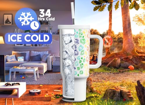 40oz Insulated Stainless Steel Tumbler with Handle and Straw D301
