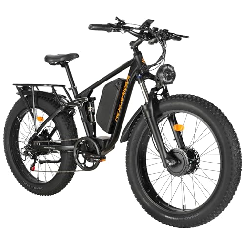 2000W Dual Motor Electric Bike, 35 Mph 60 Miles AWD Ebike, 48V 22.4Ah Fat Tire 26'' Full Suspension Hydraulic Disc Brake C8263