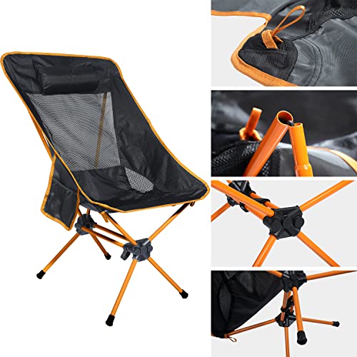 Compact Folding High Back Camping Chair with 2 Side Pockets Black/Gray W65548