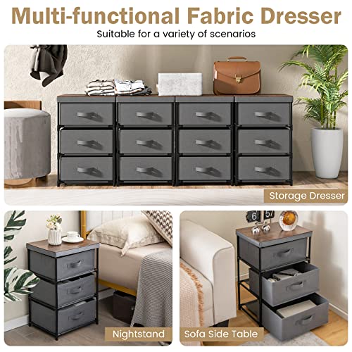 Black Fabric Dresser Set of 2 with 2 Drawers A12136
