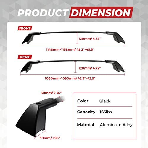 Aluminum Roof Cross Bars for 2020-2023 Ford Explorer with Raised Rails L19369
