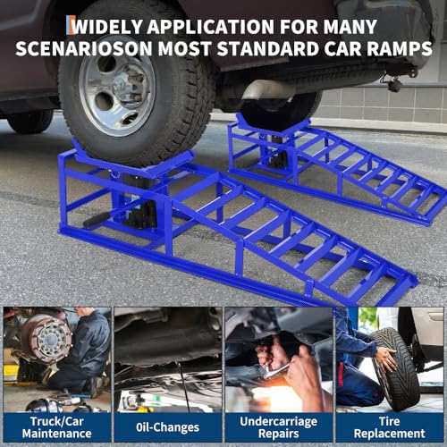 2PCS Hydraulic Car and Truck Service Ramps, 11023 Lbs Capacity, Portable Lifts, Adjustable Lift Height 9.8" to 16.21", Gray 5T K975190