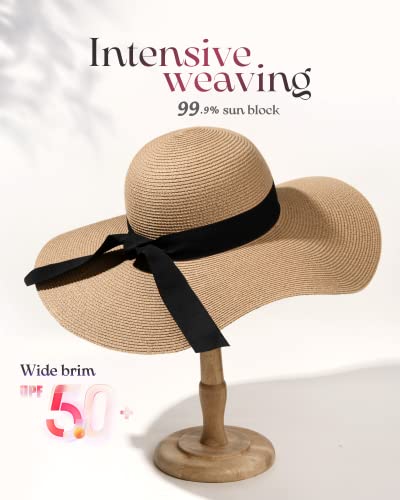 Wide Brim UPF 50 Foldable Straw Hat O642