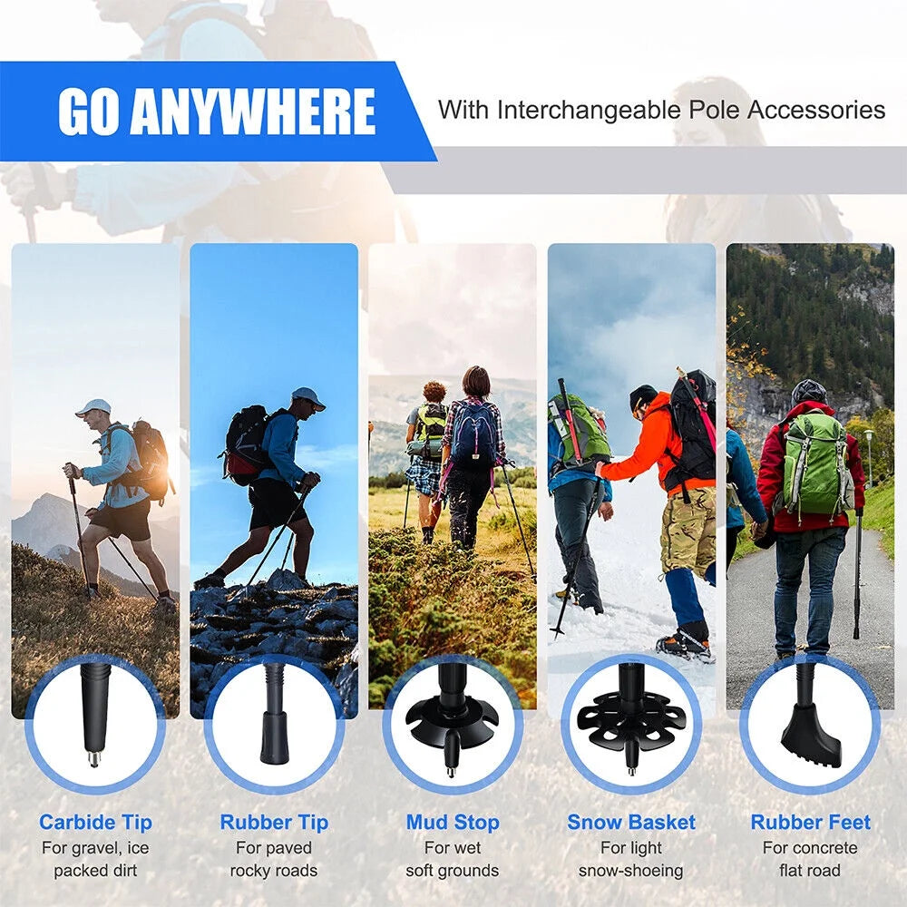 Blue Aluminum Quick Lock Trekking Poles Z634123