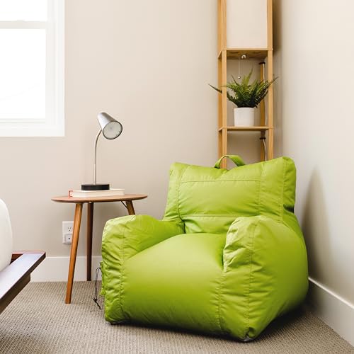 Black Durable Polyester Nylon Blend Bean Bag Chair with Drink Holder and Pocket, 3 feet X9456