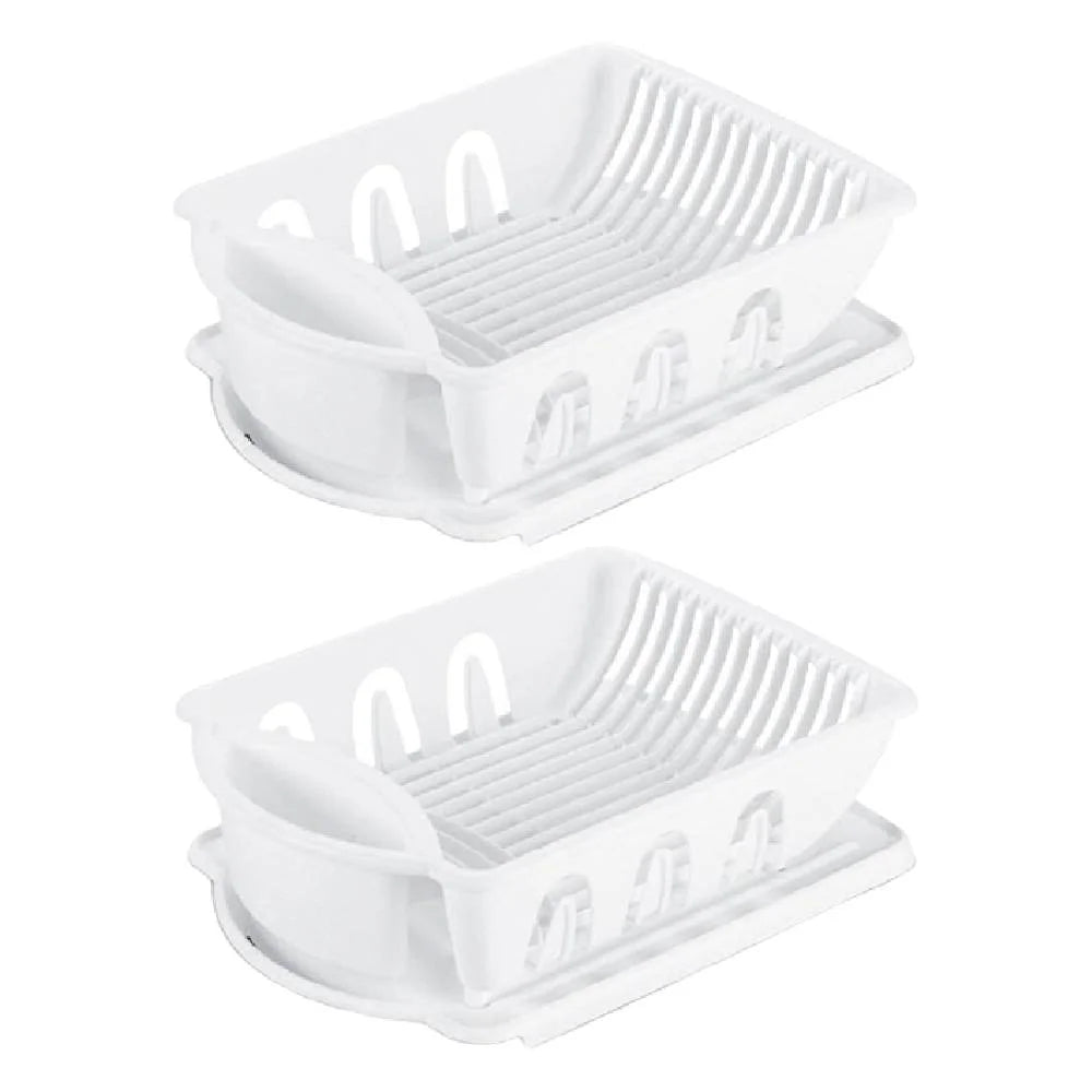 White Plastic 2 Piece Dish Drainer Set U179420