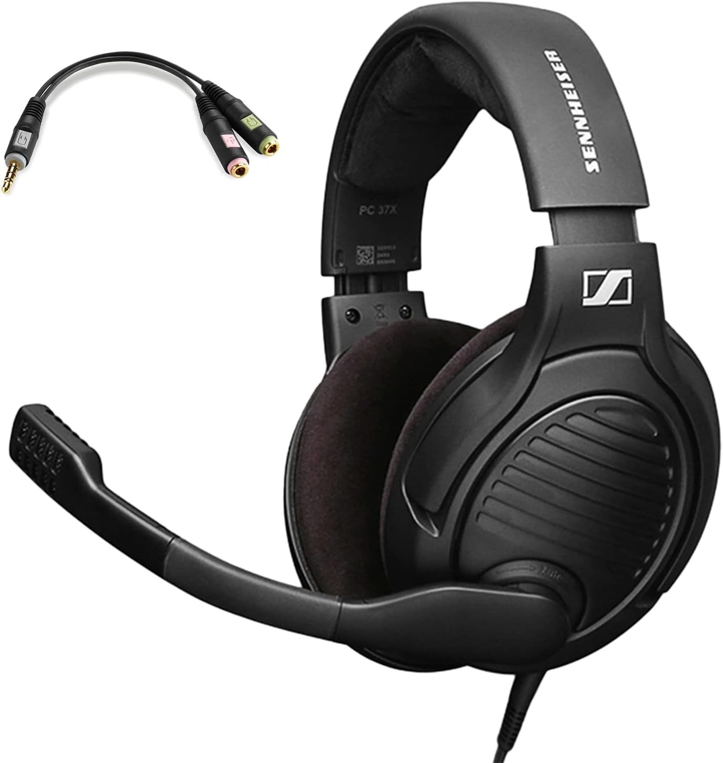 Gaming Headset with Noise-Cancelling Microphone, Over-Ear Open-Back Design, 10 ft Detachable Cable, Velour Earpads, Black J300