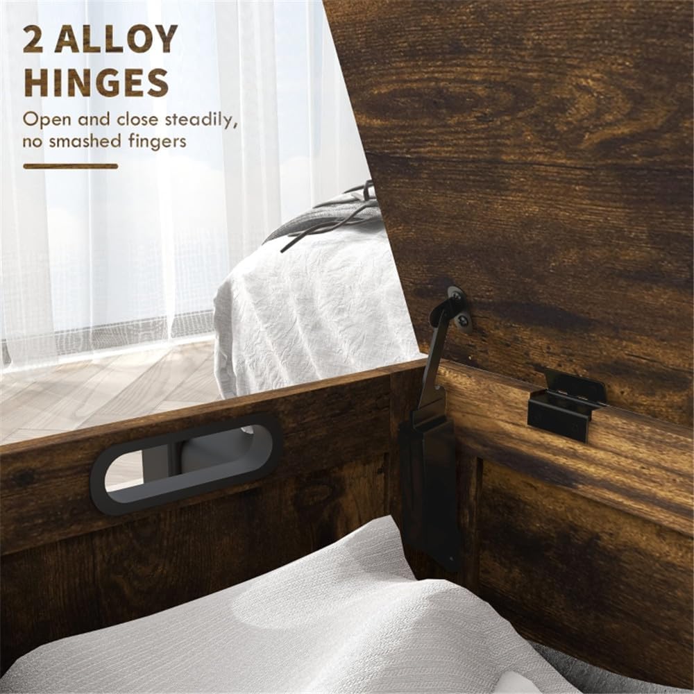 Large Wooden Storage Chest Trunk with Lid, Brown Y94751