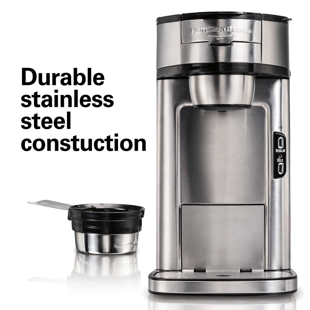 Single-Serve Coffee Maker, 14 oz., Stainless Steel S263146