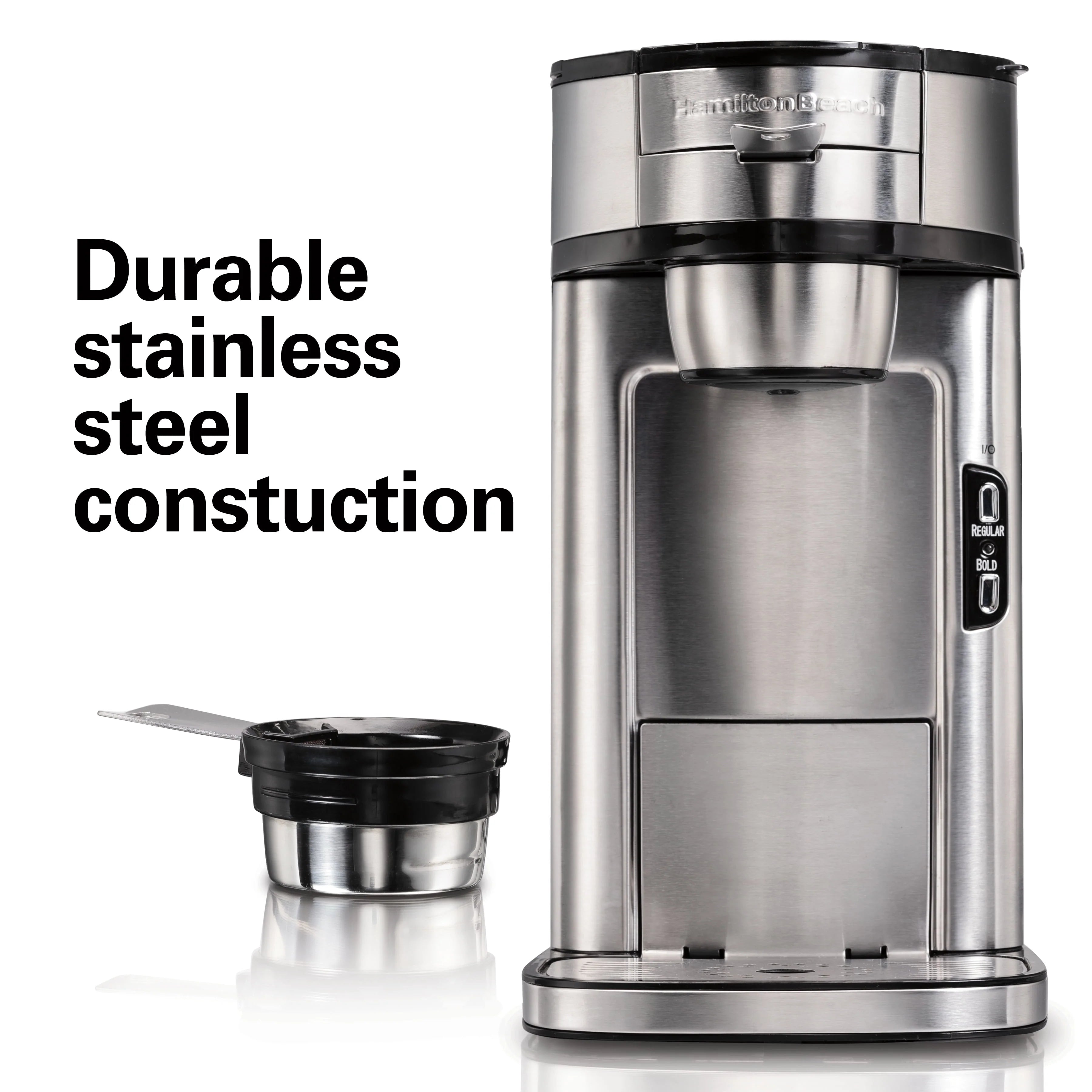 Single-Serve Coffee Maker, 14 oz., Stainless Steel S263146