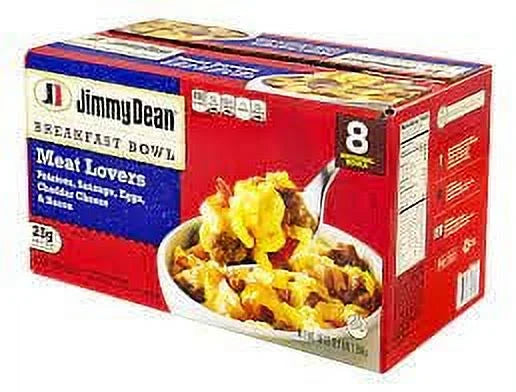 Meat Lovers Breakfast Bowls, 3 Boxes (24 Bowls Total), Potatoes, Sausage, Eggs, Cheddar Cheese, Bacon, Frozen Meal U477476